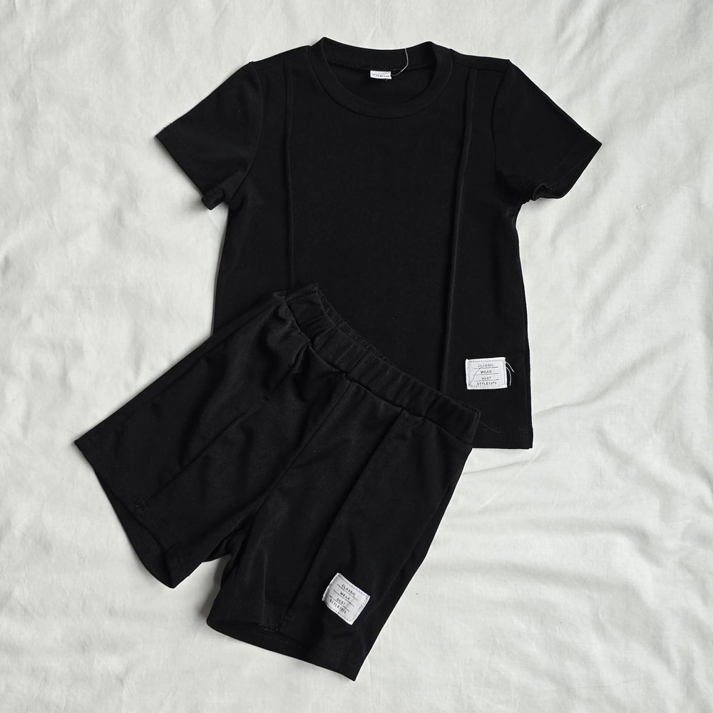 Black T-Shirt and Shorts Set